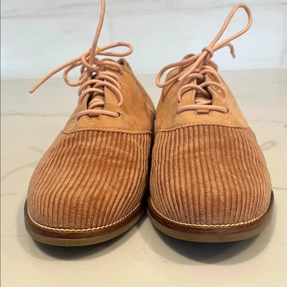 Anthropologie Blush Pink Corduroy Oxford Loafers Spain Sz 39 US 8.5